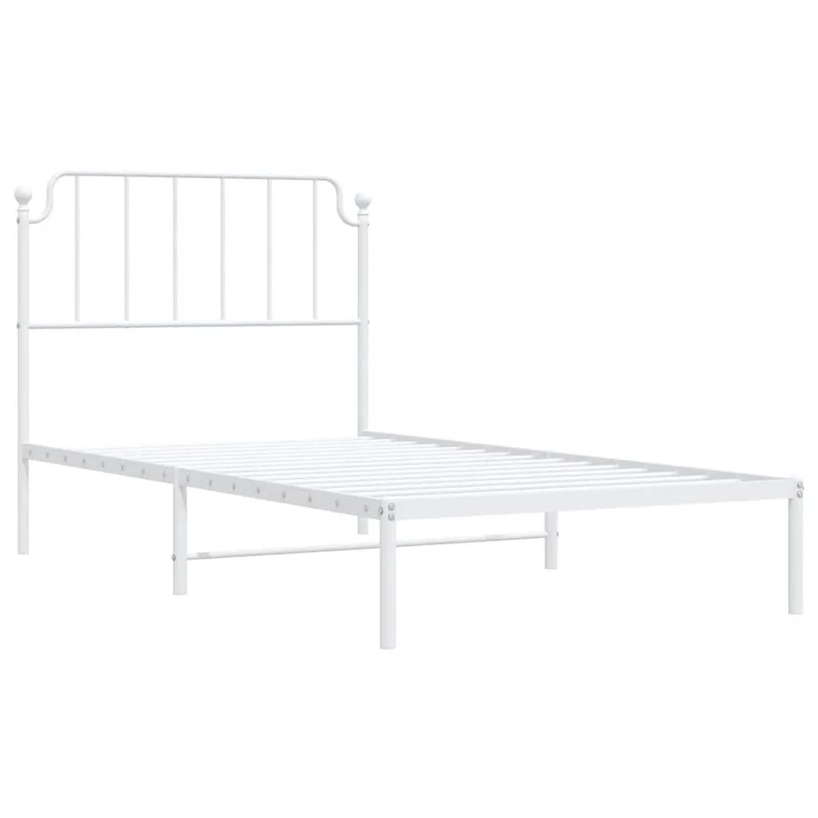 Cadre de lit métal sans matelas et tête de lit blanc 100x200 cm - 5