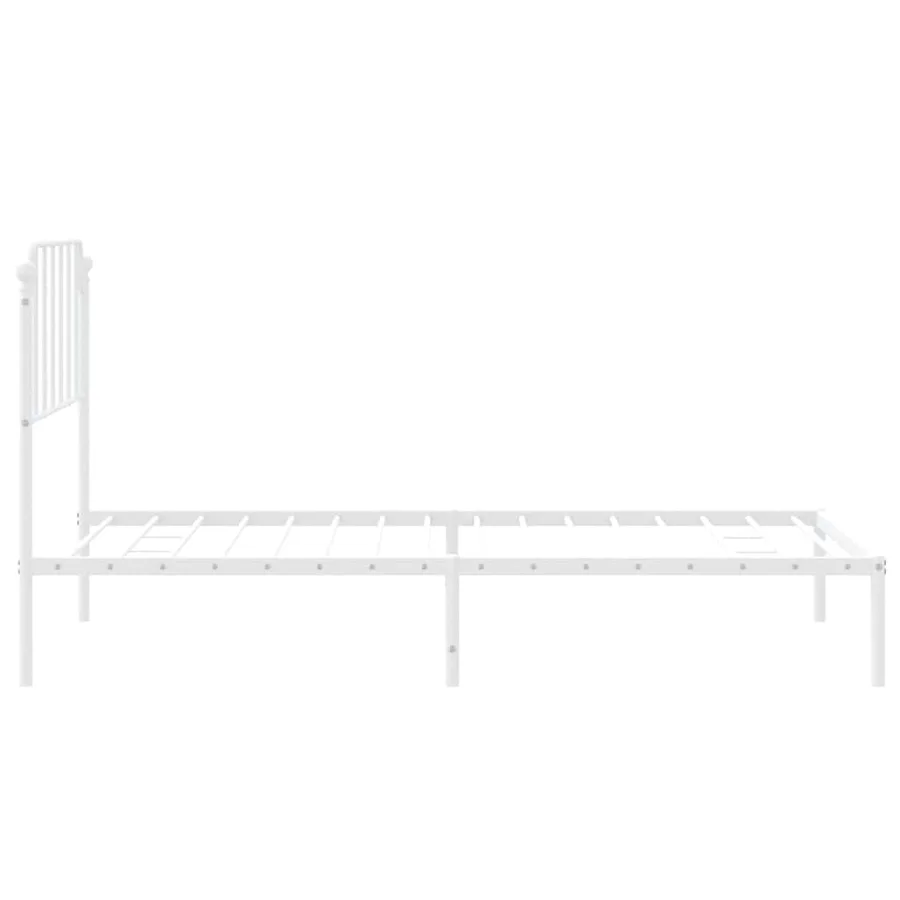 Cadre de lit métal sans matelas et tête de lit blanc 100x200 cm - 7