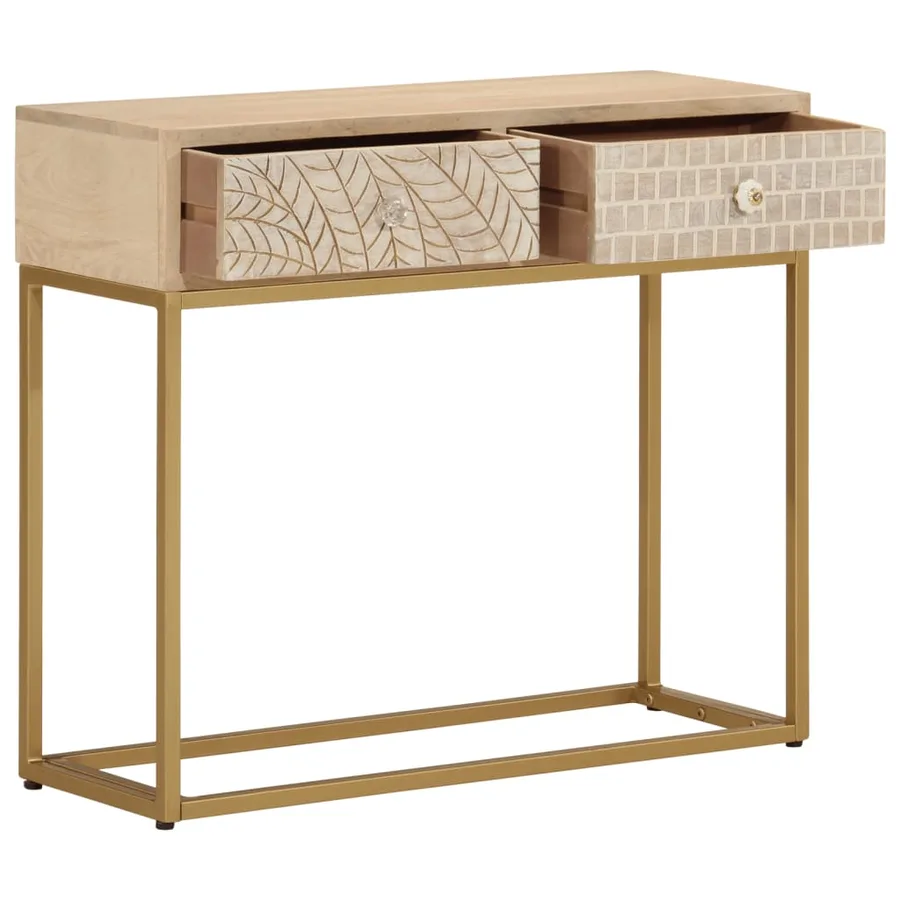 Table console 90x30x76 cm bois massif de manguier et fer - 2