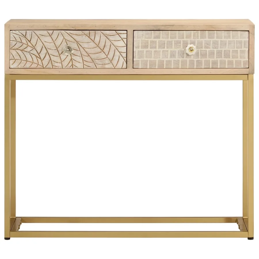 Table console 90x30x76 cm bois massif de manguier et fer - 3
