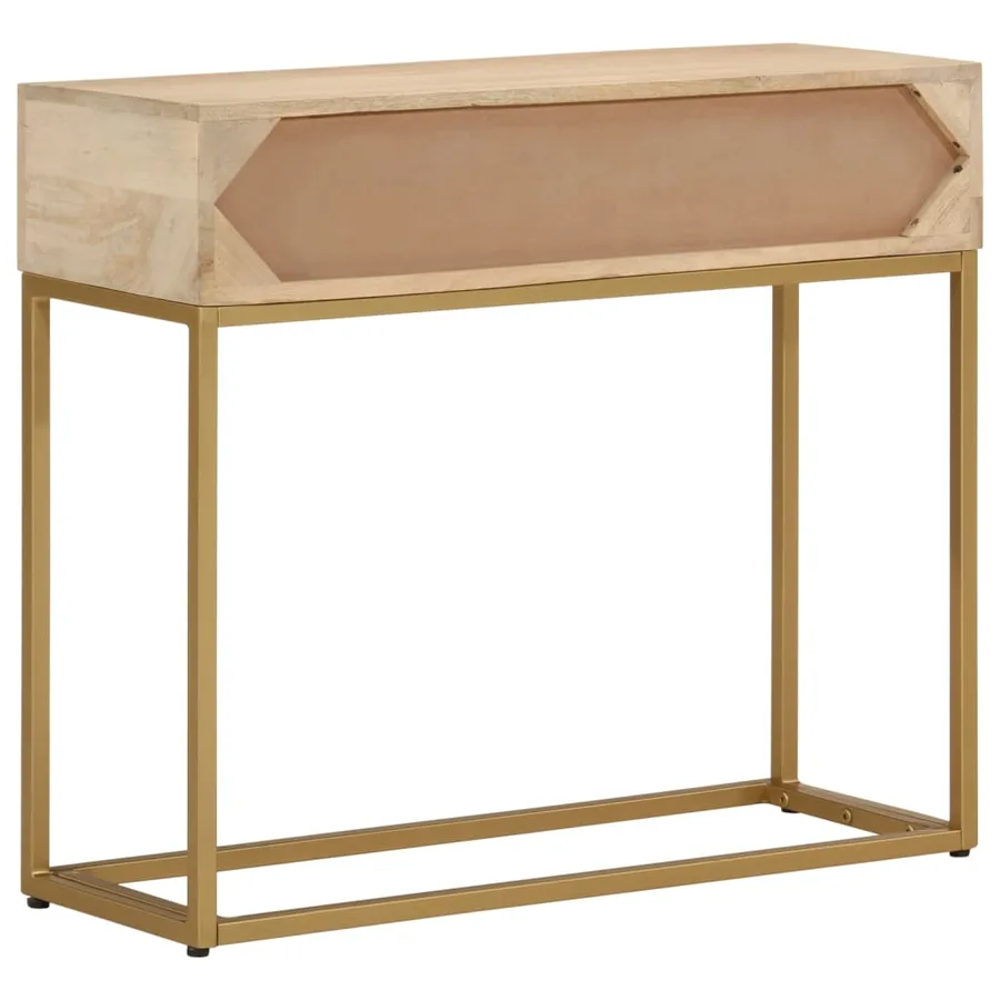 Table console 90x30x76 cm bois massif de manguier et fer - 5