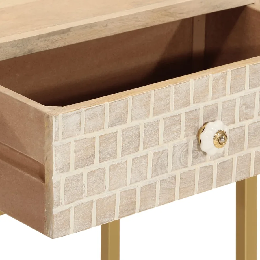 Table console 90x30x76 cm bois massif de manguier et fer - 7