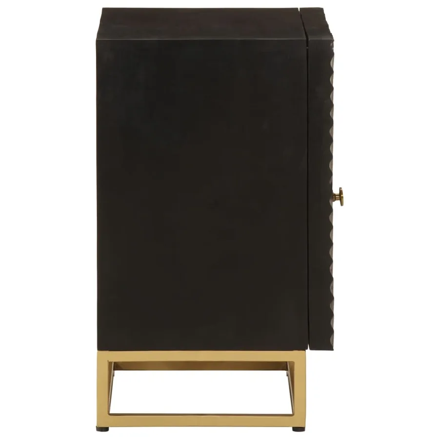 Table de chevet noir 40x30x50 cm bois massif manguier et fer - 4