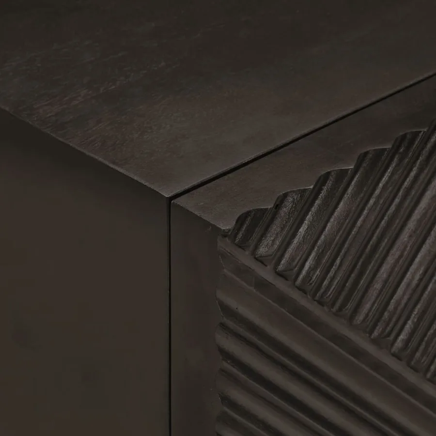Table de chevet noir 40x30x50 cm bois massif manguier et fer - 6