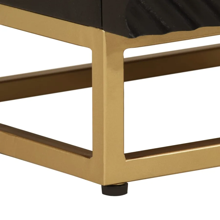 Table de chevet noir 40x30x50 cm bois massif manguier et fer - 8