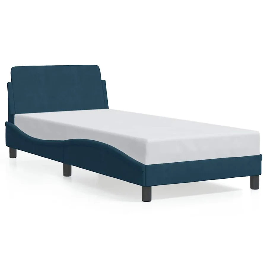 Cadre de lit avec tête de lit Dover bleu 80x200 cm velours - 2