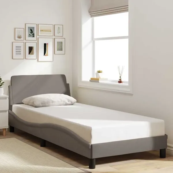 Cadre de lit avec tête de lit Dover taupe 80x200cm tissu