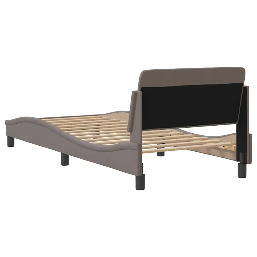 Cadre de lit avec tête de lit Dover taupe 80x200cm tissu - 6