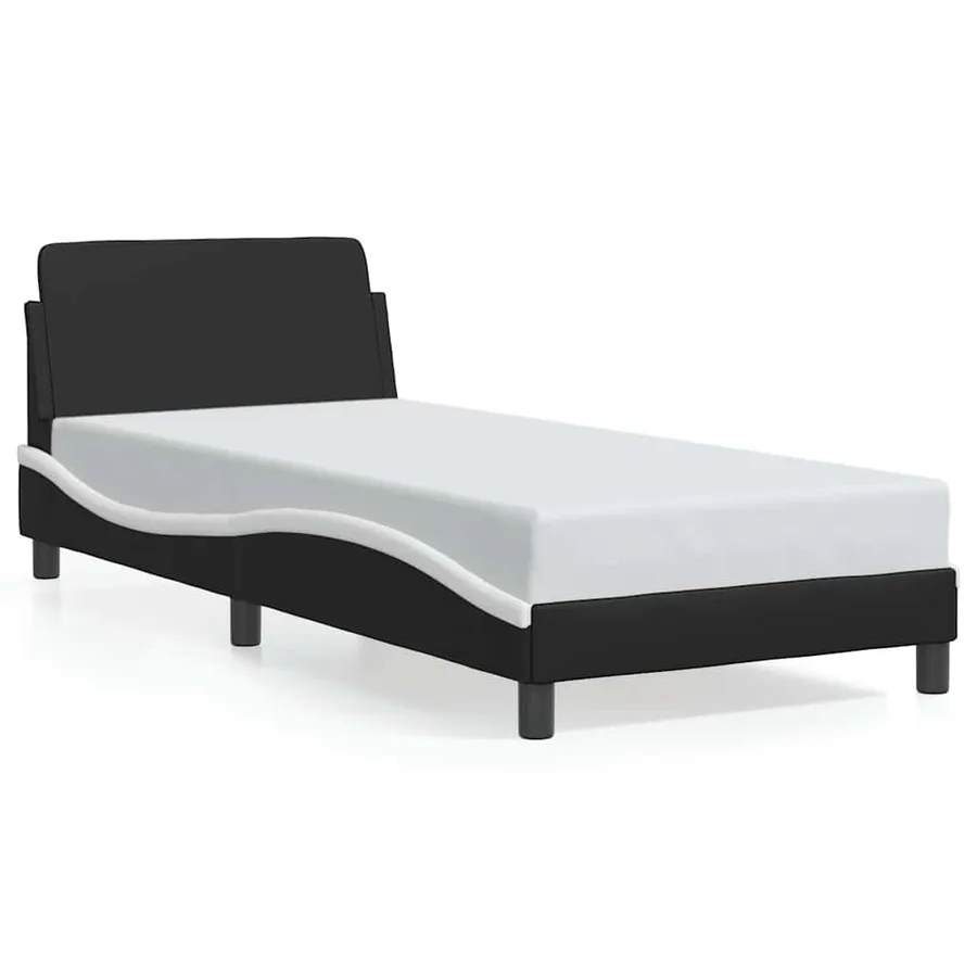 Cadre de lit Dover noir et blanc 80x200 cm similicuir - 2