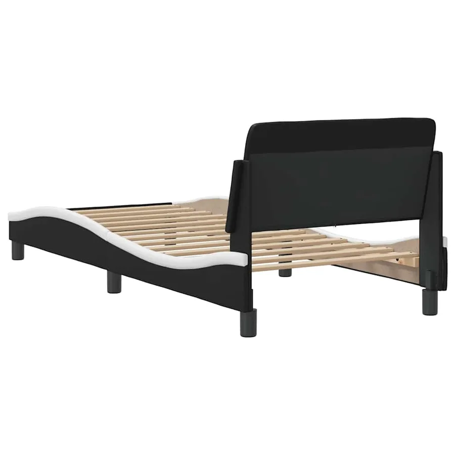 Cadre de lit Dover noir et blanc 80x200 cm similicuir - 6