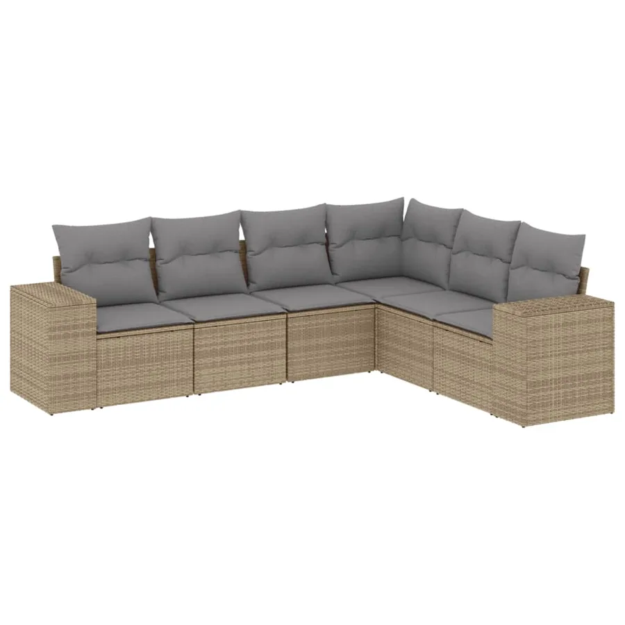 Salon de jardin avec coussins 6 pcs beige résine tressée - 2