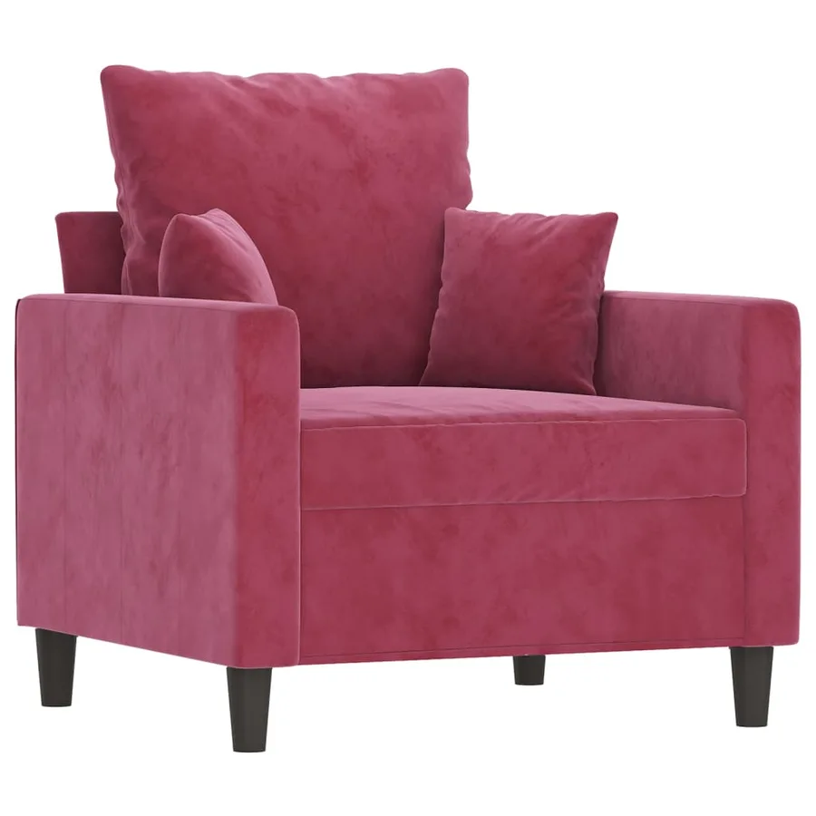 Ensemble de canapés 4 pcs avec coussins Rouge bordeaux Velours - 5