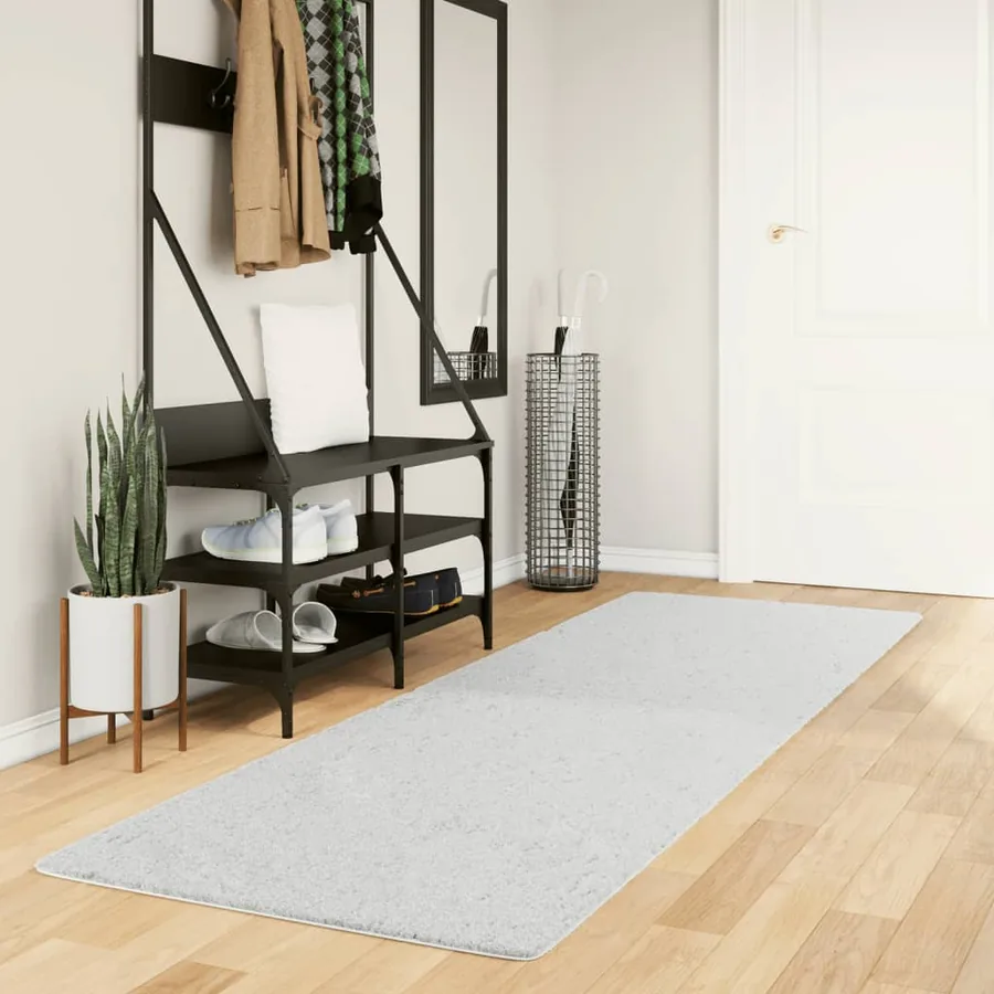Tapis OVIEDO à poils courts gris 80x250 cm