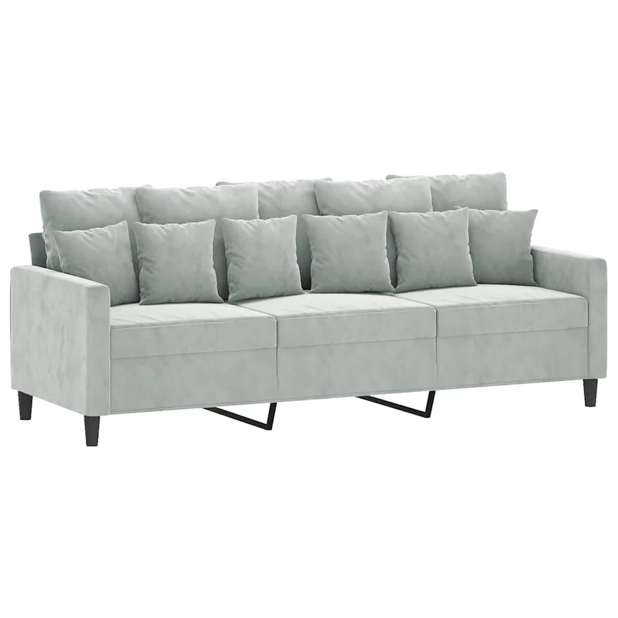 Canapé à 3 places Gris clair 180 cm Velours - 2