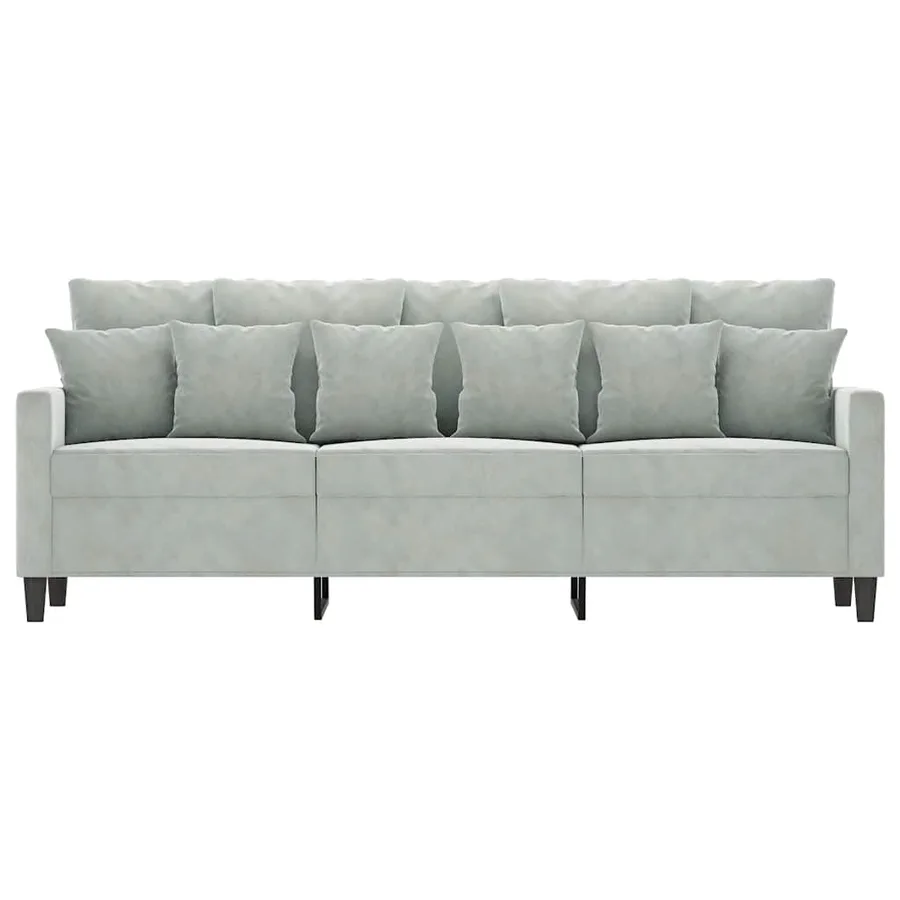 Canapé à 3 places Gris clair 180 cm Velours - 3
