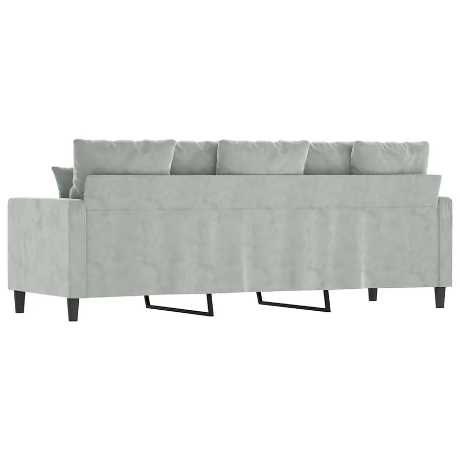 Canapé à 3 places Gris clair 180 cm Velours - 5
