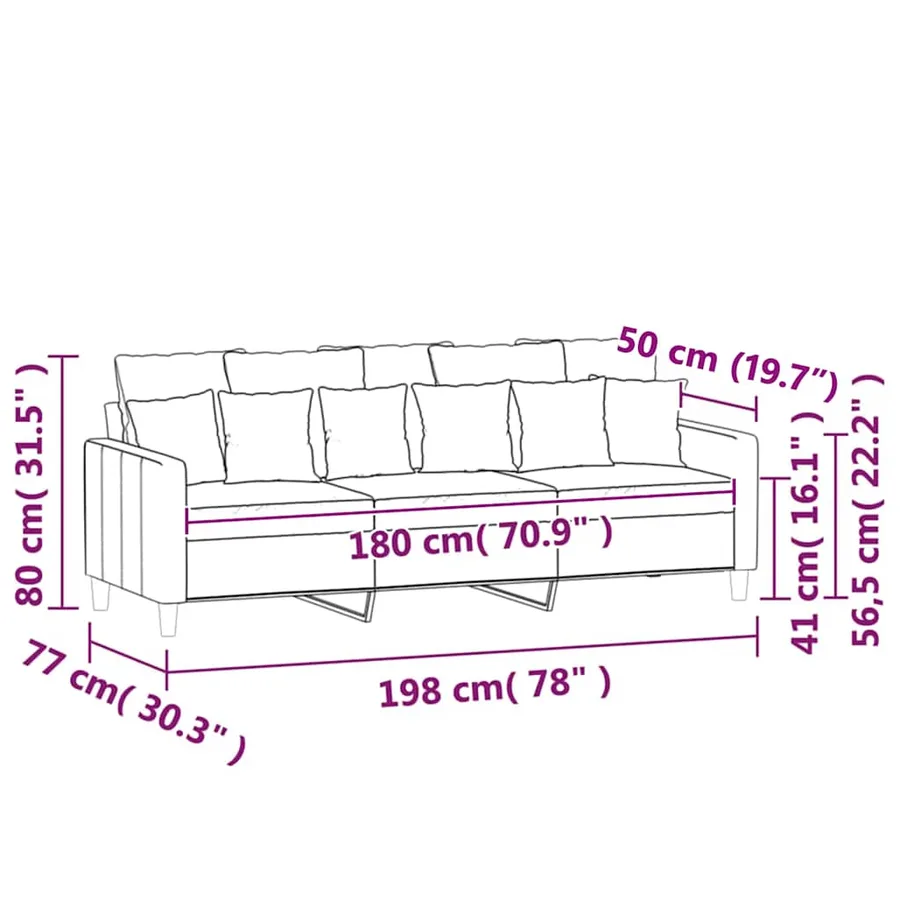 Canapé à 3 places Gris clair 180 cm Velours - 8