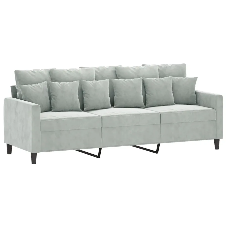 Ensemble de canapés 3 pcs avec coussins Gris clair Velours - 5
