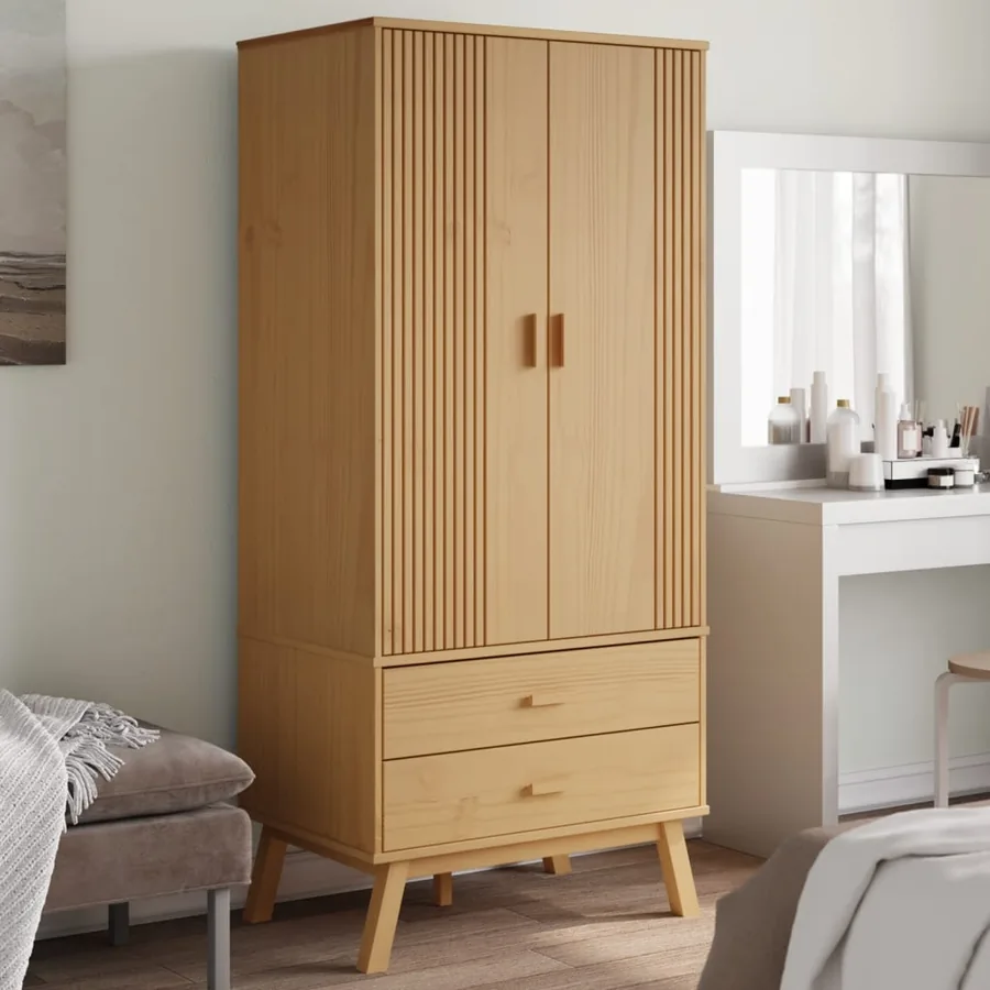 Garde-robe OLDEN marron 76,5x53x172 cm bois massif de pin