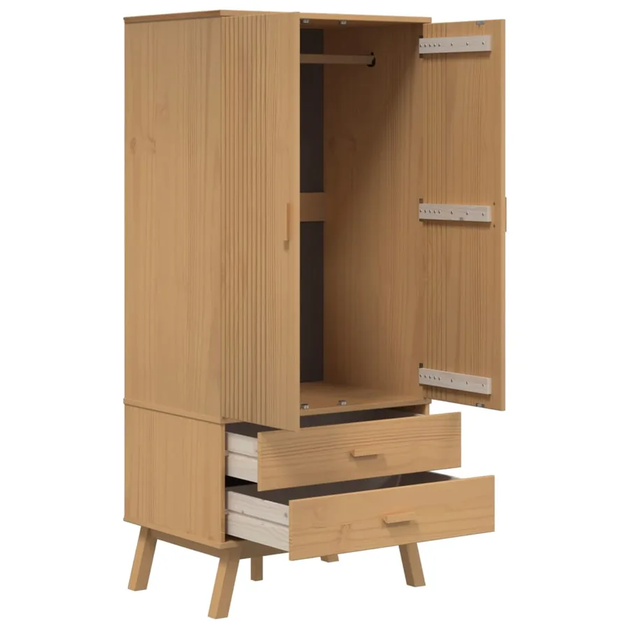 Garde-robe OLDEN marron 76,5x53x172 cm bois massif de pin - 6