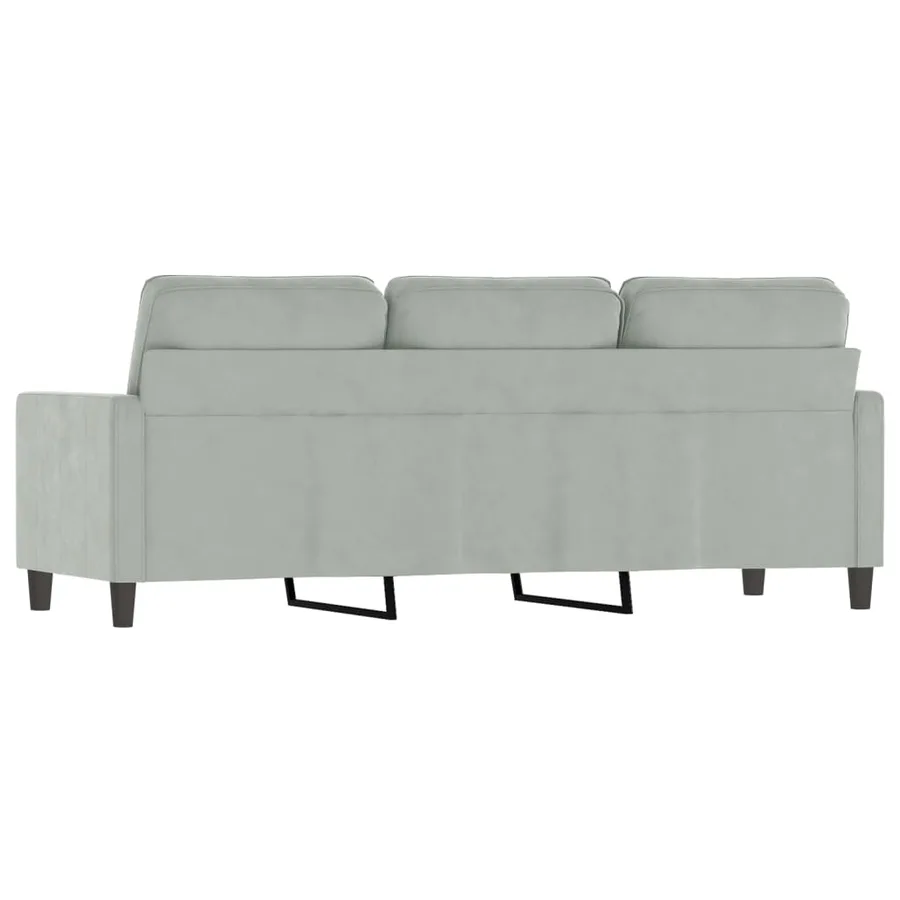 Canapé à 3 places Gris clair 180 cm Velours - 5