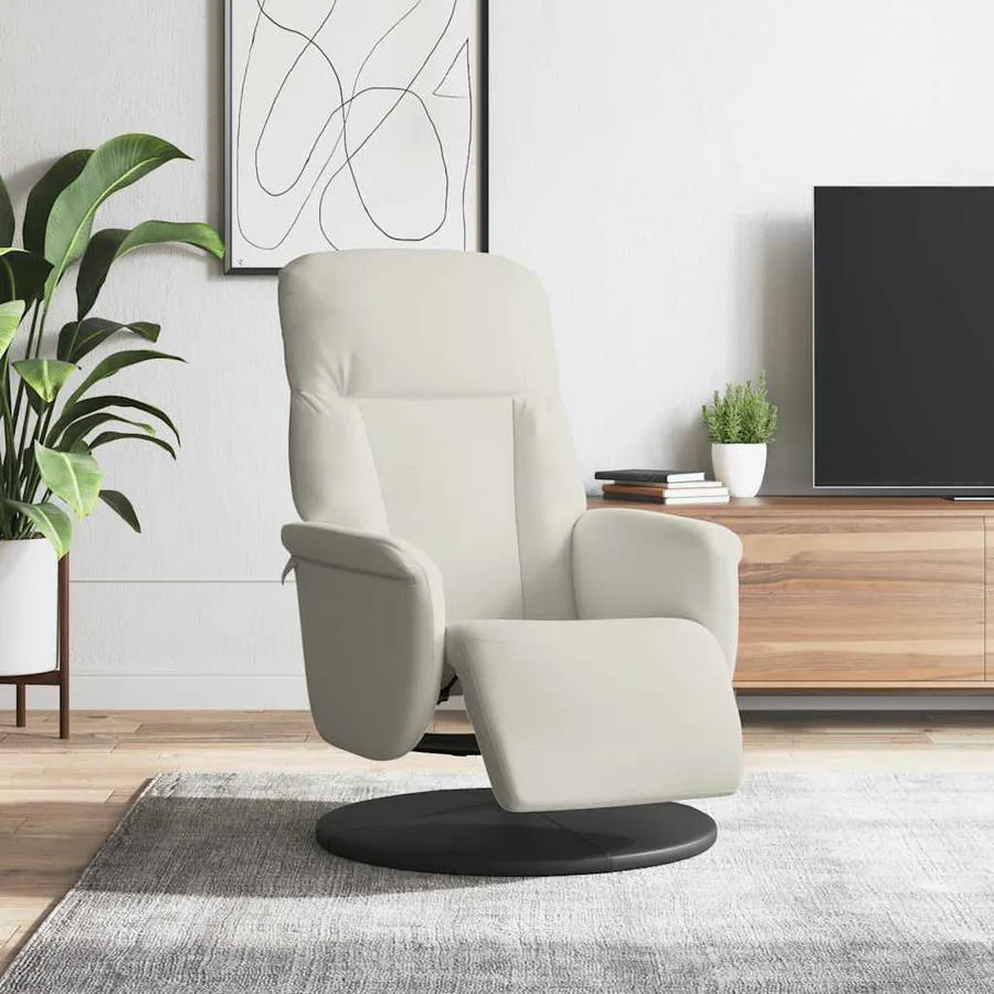 Fauteuil inclinable avec repose-pied crème velours