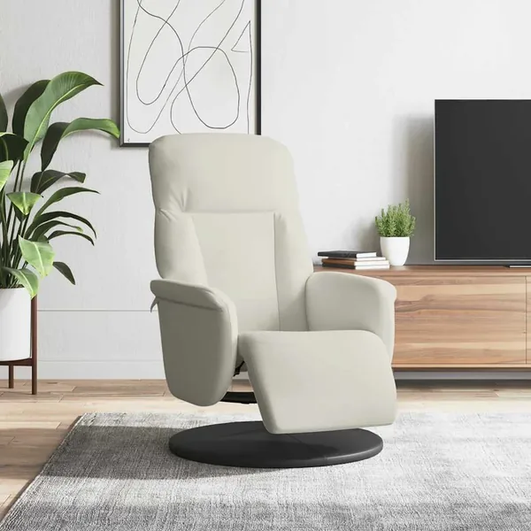 Fauteuil inclinable avec repose-pied crème velours