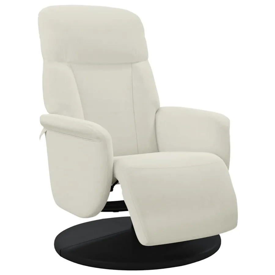 Fauteuil inclinable avec repose-pied crème velours - 2