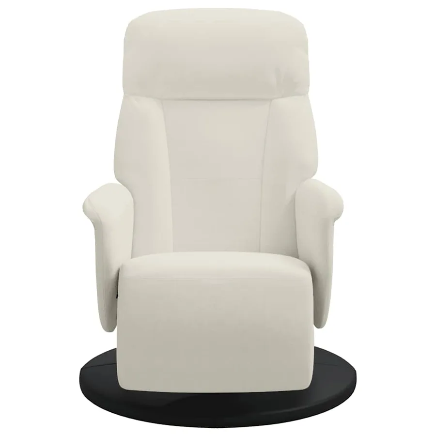 Fauteuil inclinable avec repose-pied crème velours - 3