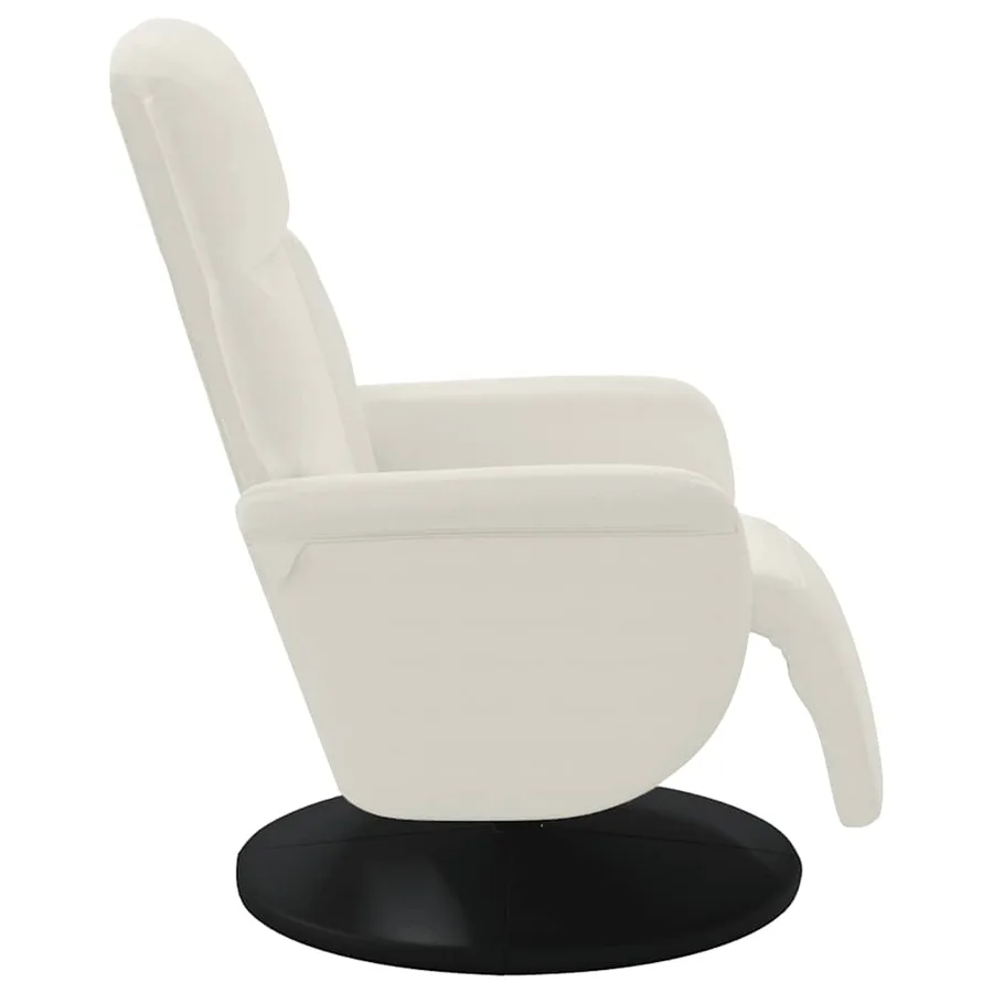 Fauteuil inclinable avec repose-pied crème velours - 4