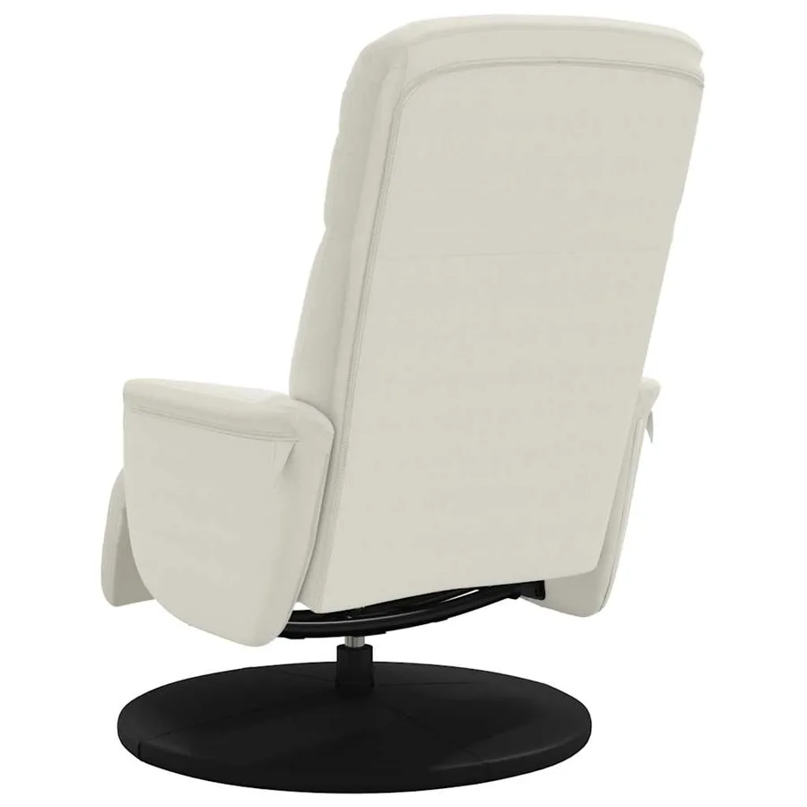 Fauteuil inclinable avec repose-pied crème velours - 5