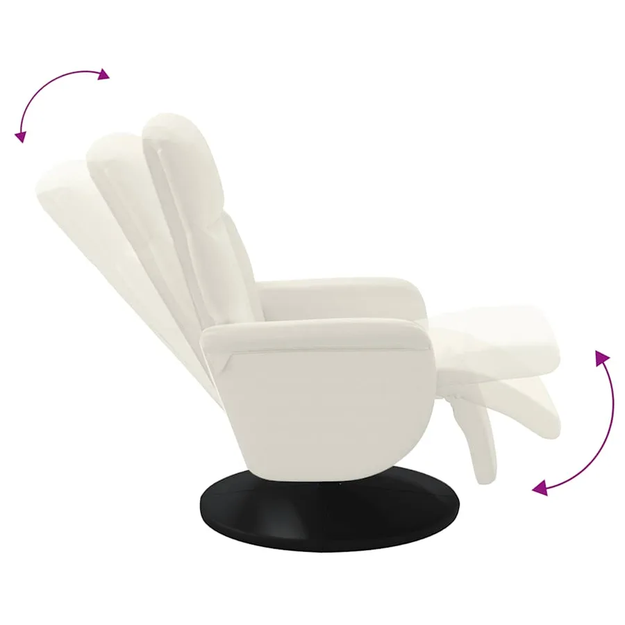 Fauteuil inclinable avec repose-pied crème velours - 6