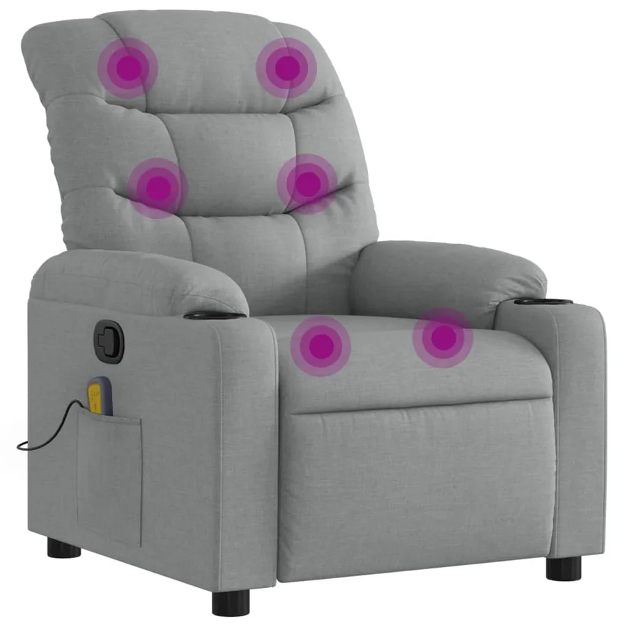 Fauteuil de massage inclinable gris clair tissu - 2