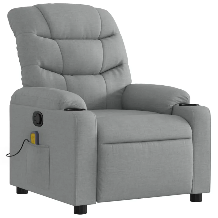 Fauteuil de massage inclinable gris clair tissu - 3