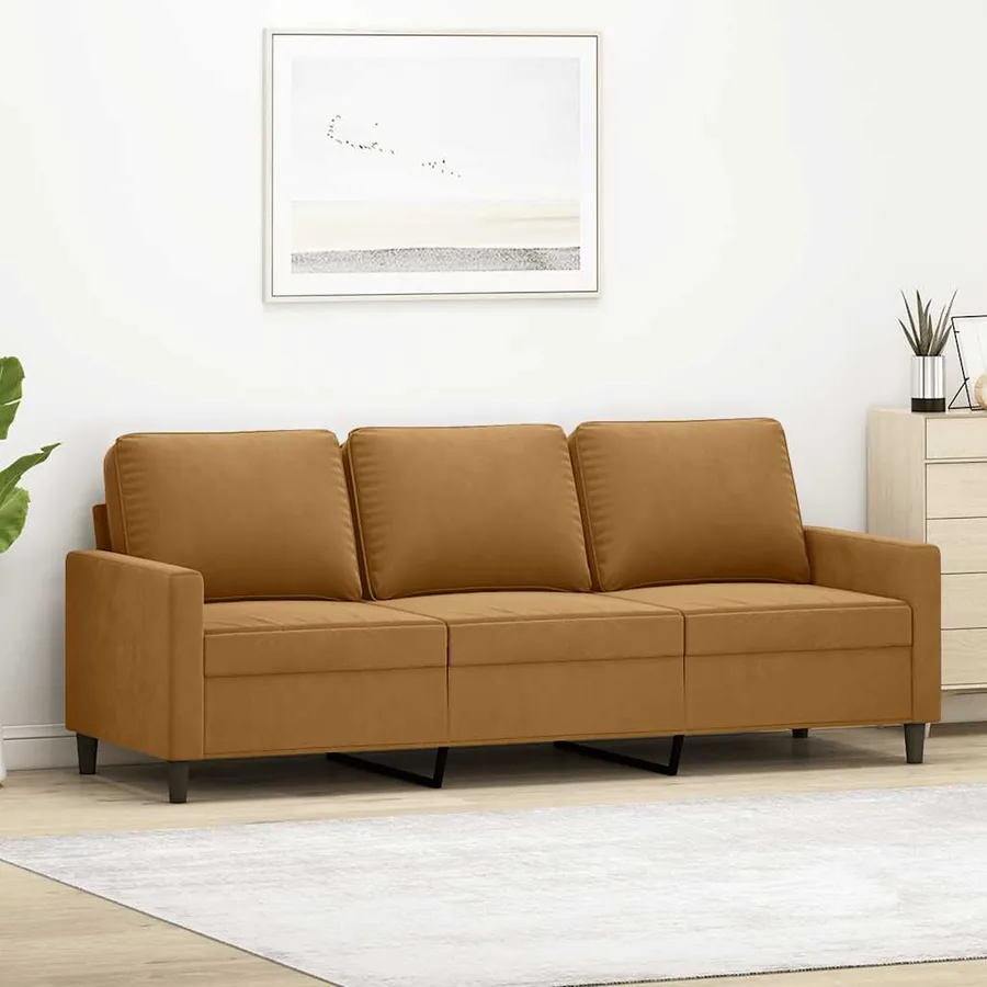 Canapé à 3 places Marron 180 cm Velours