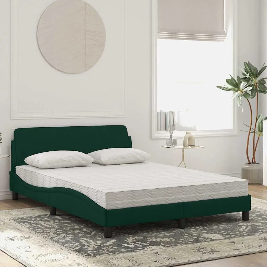 Lit avec matelas Dover vert foncé 140x200 cm velours - 3