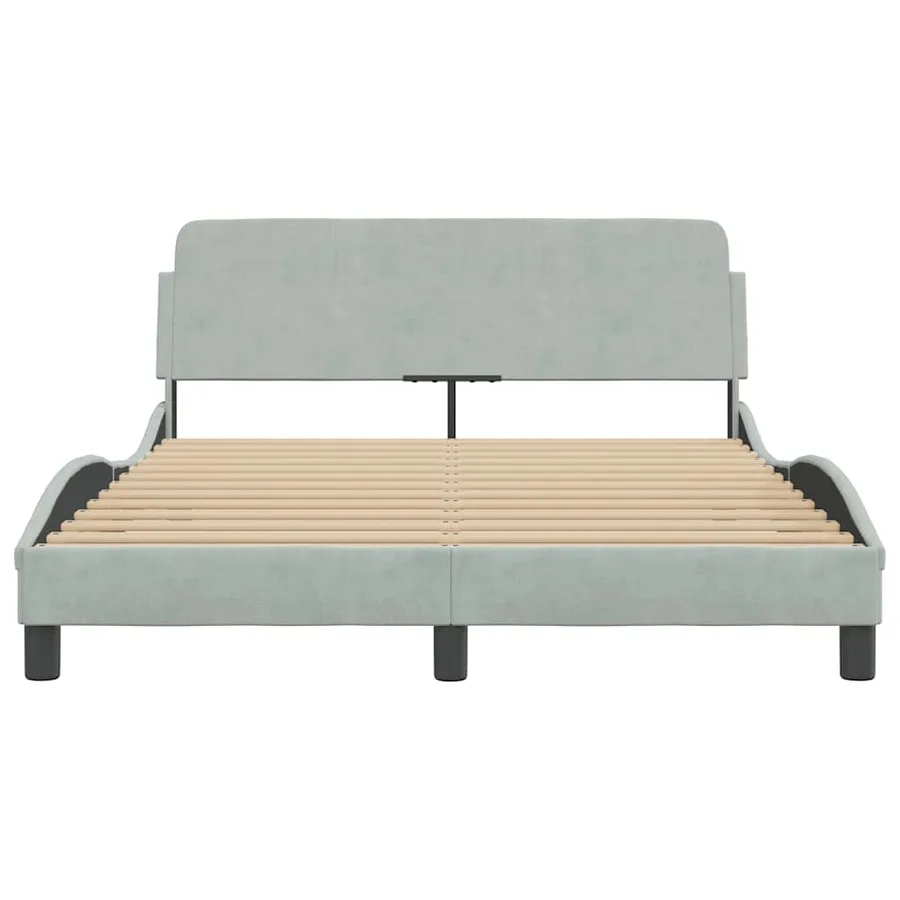 Cadre de lit Dover gris clair 140x200 cm velours - 4