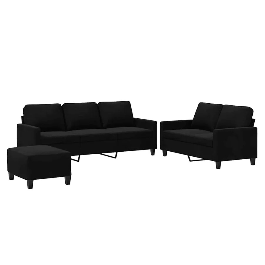 Ensemble de canapés 3 pcs avec coussins Noir Velours - 2