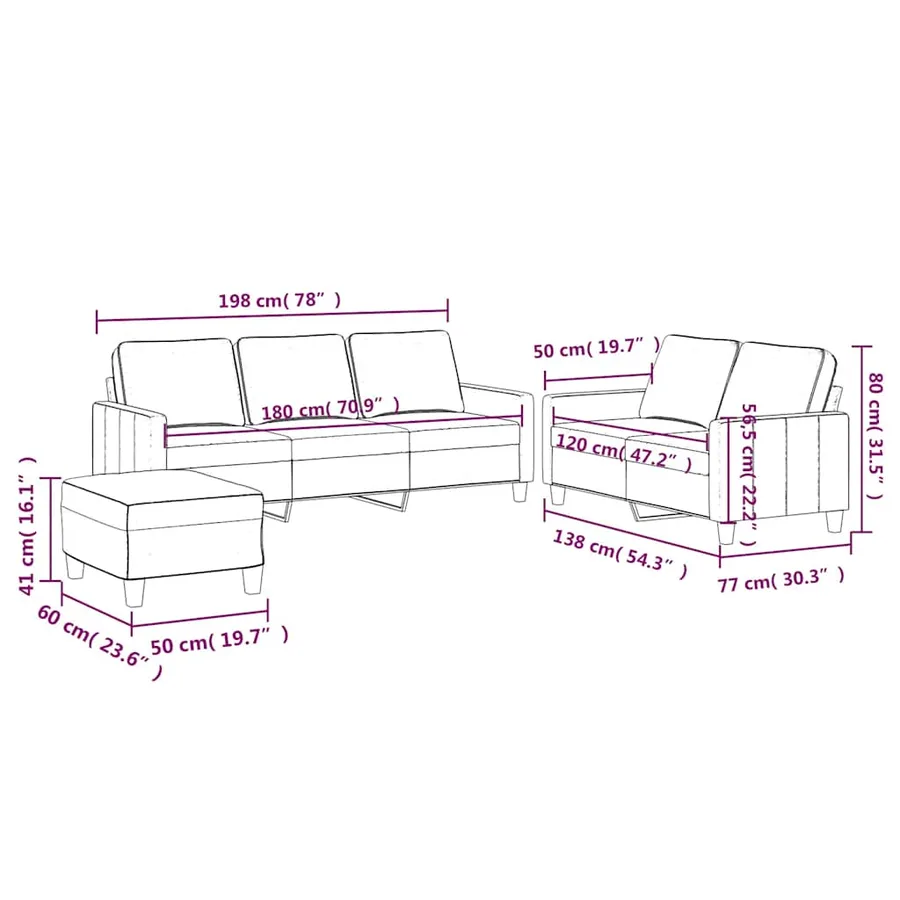 Ensemble de canapés 3 pcs avec coussins Noir Velours - 9