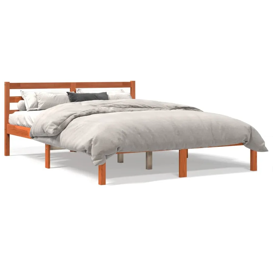 Cadre de lit sans matelas cire marron 120x190cm bois pin massif - 2
