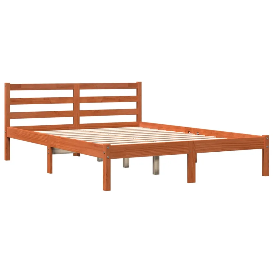 Cadre de lit sans matelas cire marron 120x190cm bois pin massif - 3