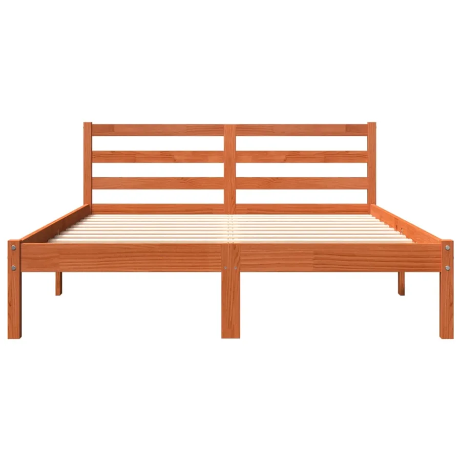 Cadre de lit sans matelas cire marron 120x190cm bois pin massif - 4