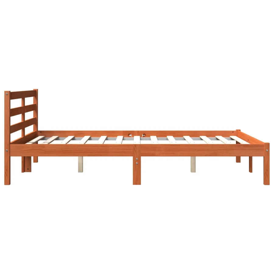 Cadre de lit sans matelas cire marron 120x190cm bois pin massif - 5