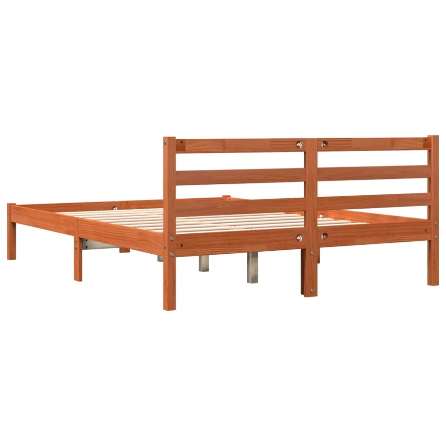 Cadre de lit sans matelas cire marron 120x190cm bois pin massif - 6