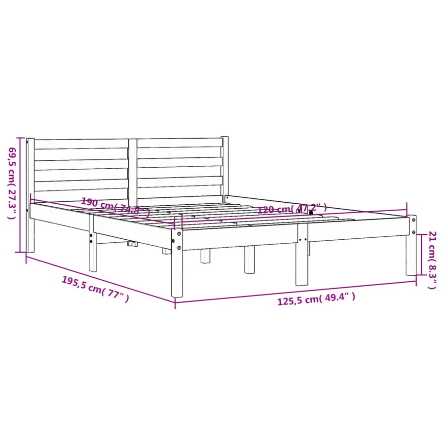 Cadre de lit sans matelas cire marron 120x190cm bois pin massif - 9
