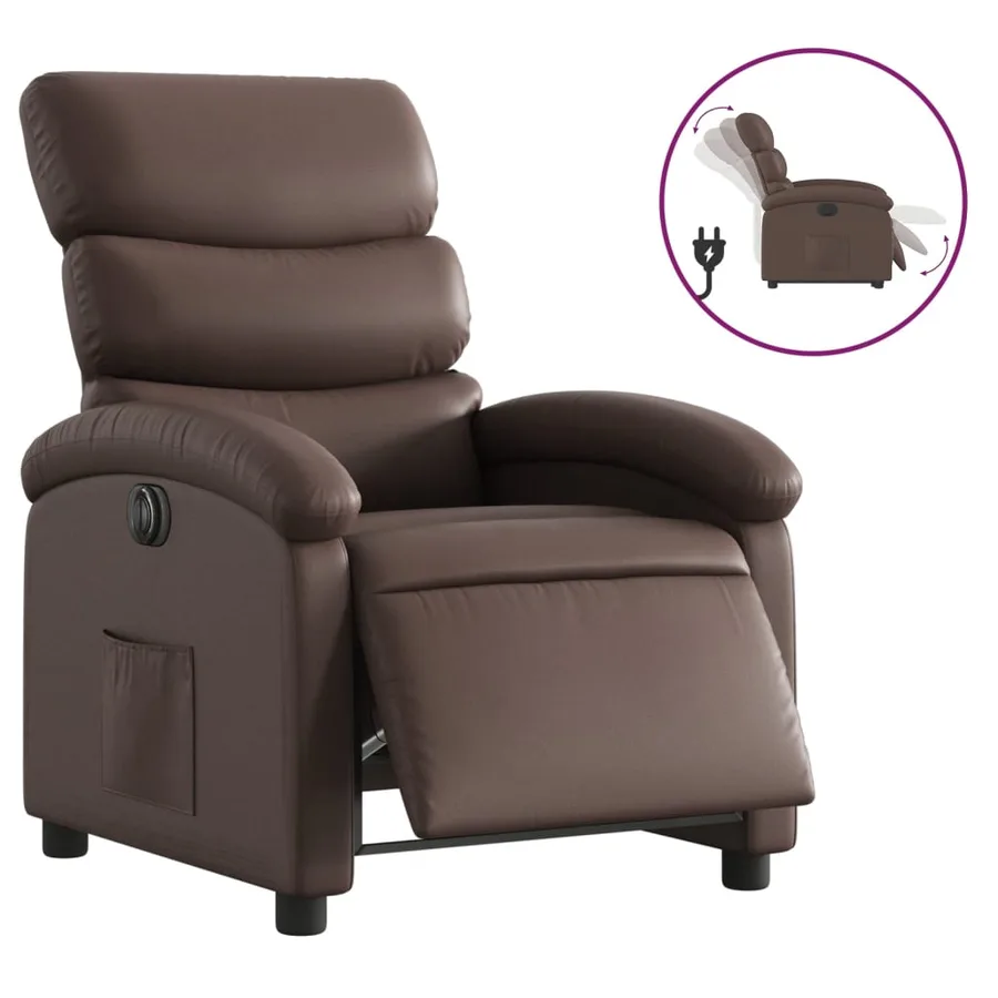 Fauteuil inclinable électrique Marron Similicuir - 2