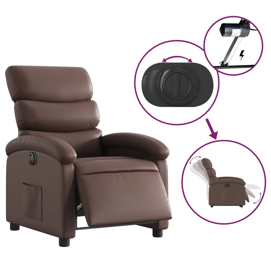Fauteuil inclinable électrique Marron Similicuir - 6