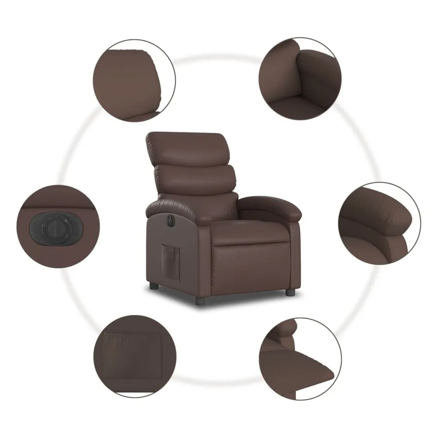Fauteuil inclinable électrique Marron Similicuir - 8