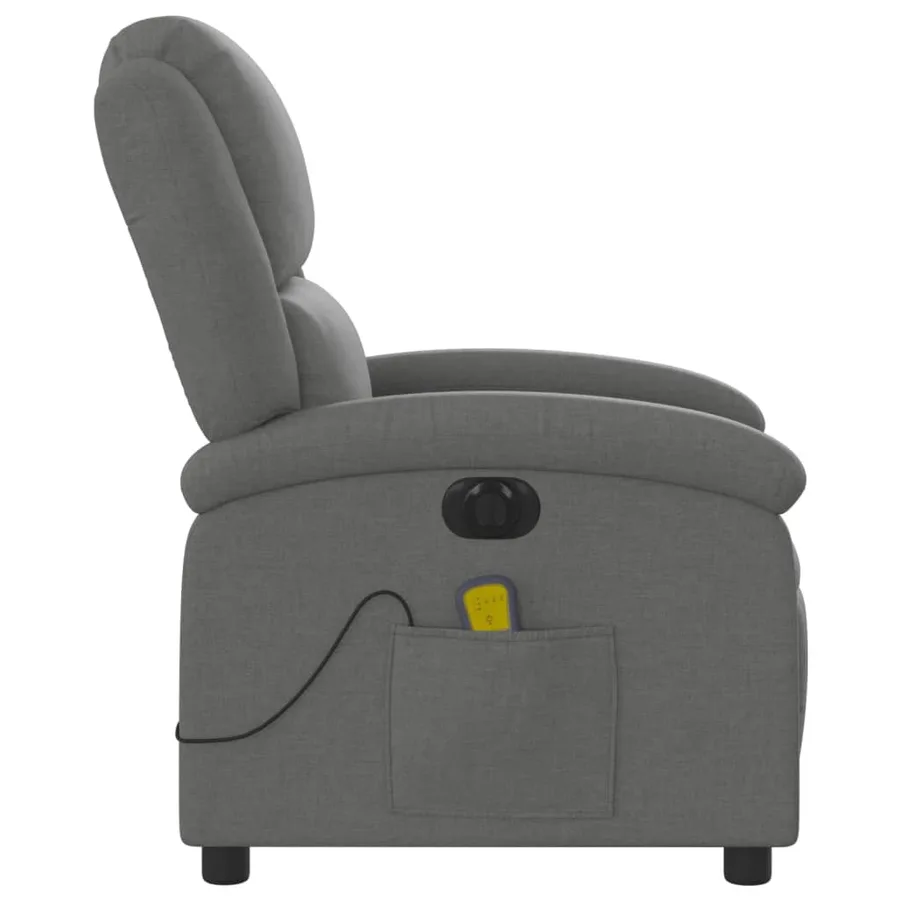 Fauteuil inclinable de massage électrique gris foncé tissu - 10