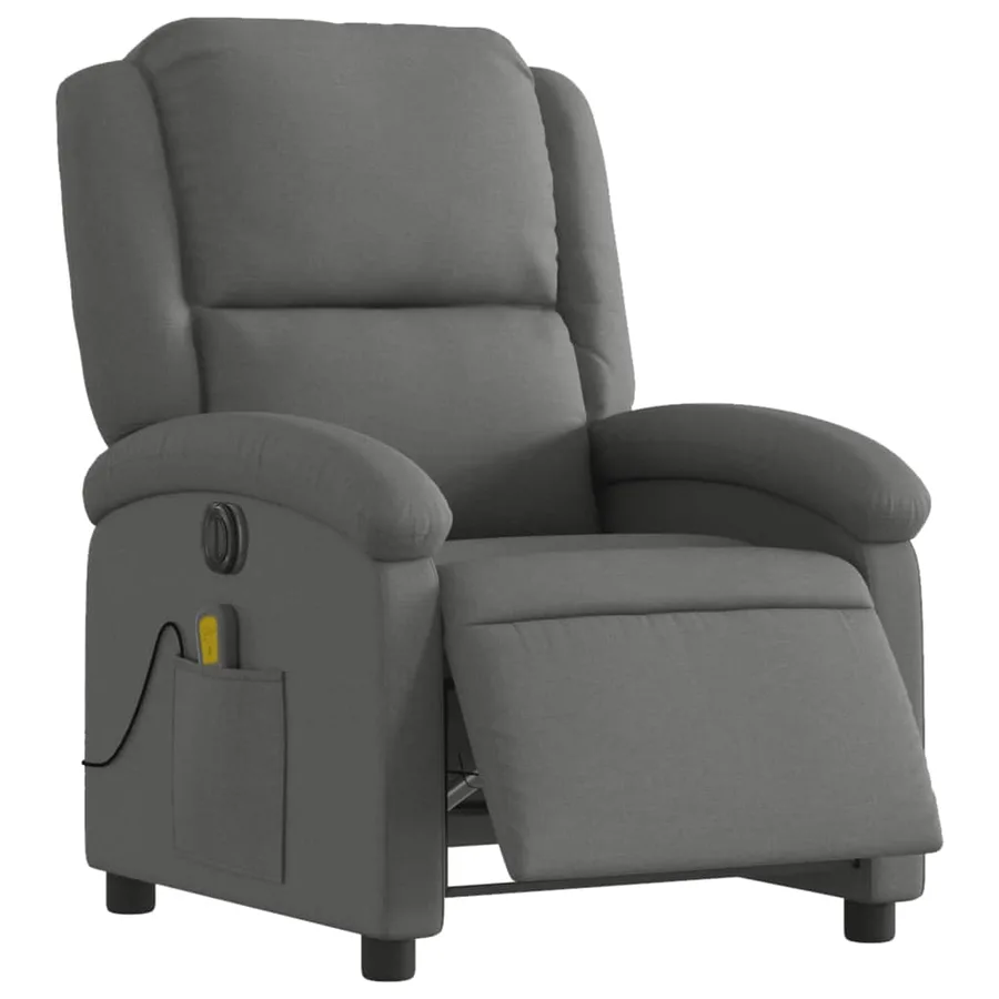 Fauteuil inclinable de massage électrique gris foncé tissu - 3